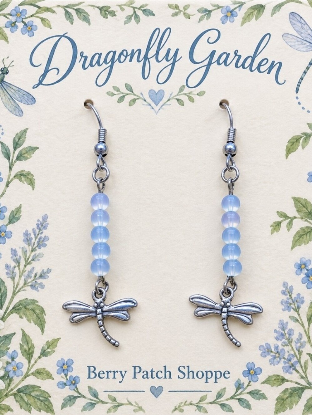 Dragonfly Garden Blue & Silver Earrings
